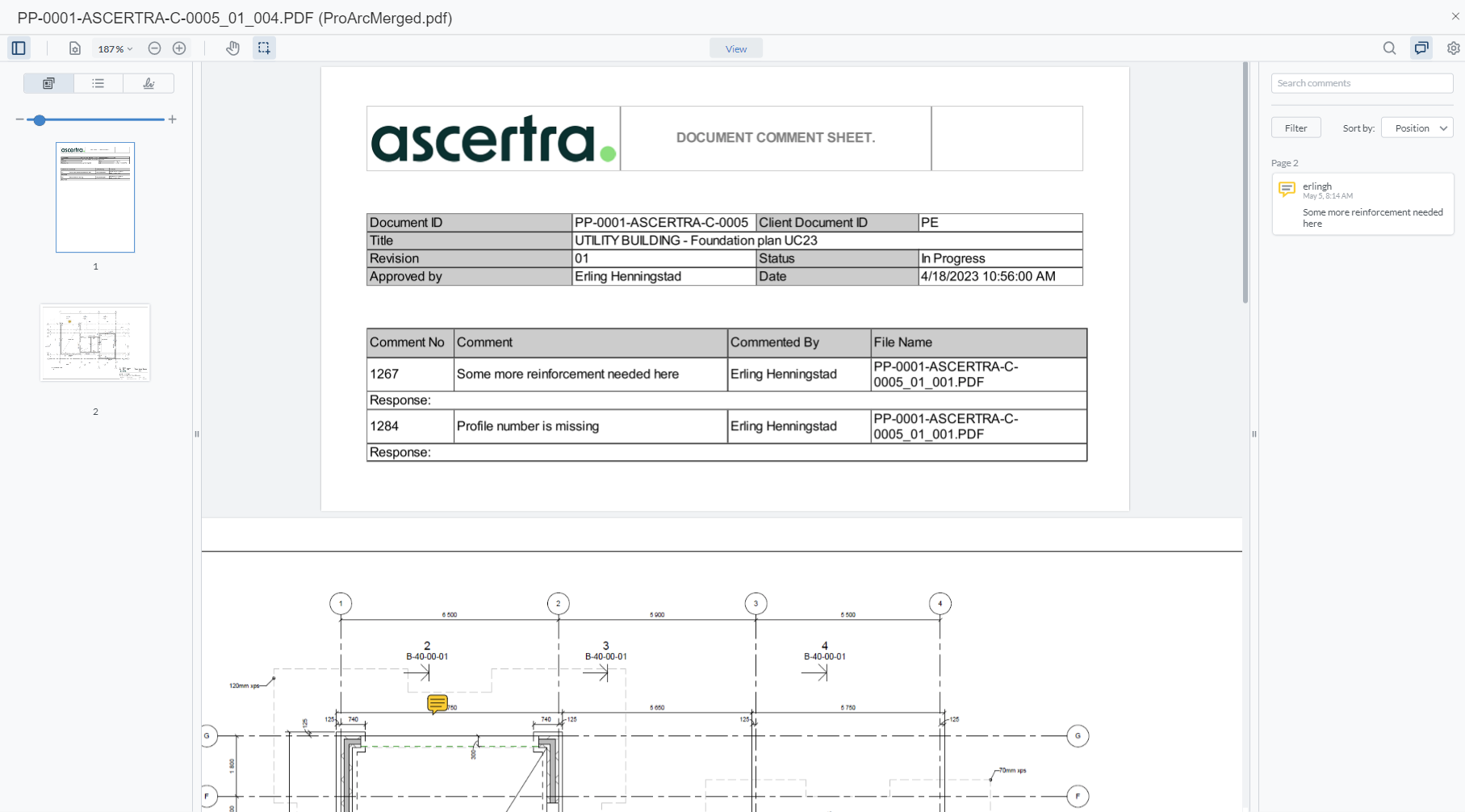 Proarc ProView enables the automatic creation of markup comment sheets to share with clients and suppliers